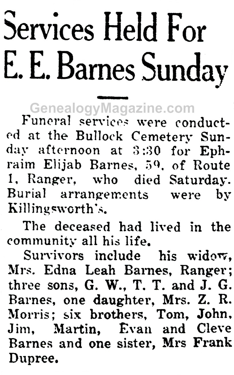 BARNES, Ephraim Elijah obituary