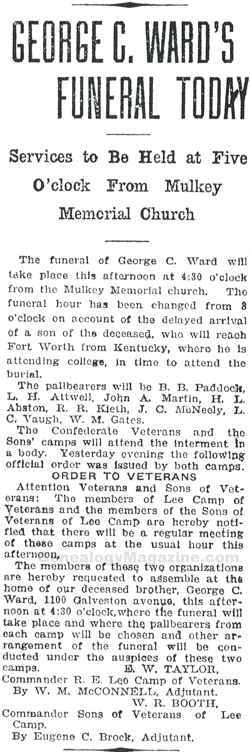 George Ward obituary